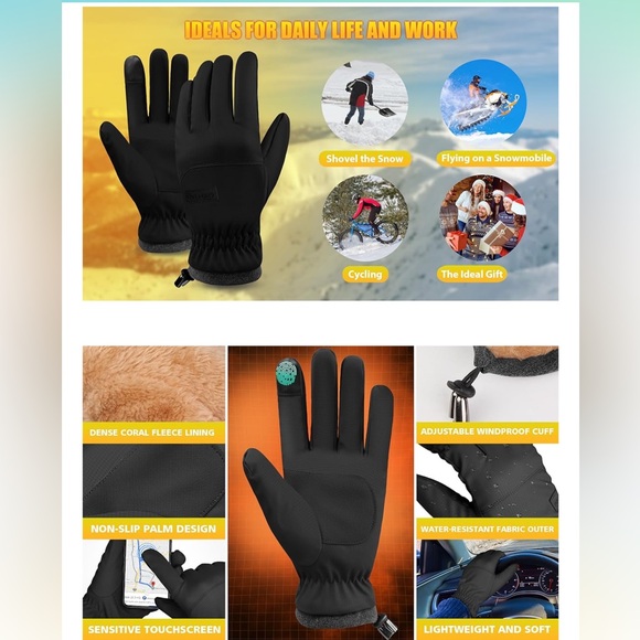 NWOT ihuan Waterproof Windproof Cold Weather Gloves, Size XS - Picture 2 of 5